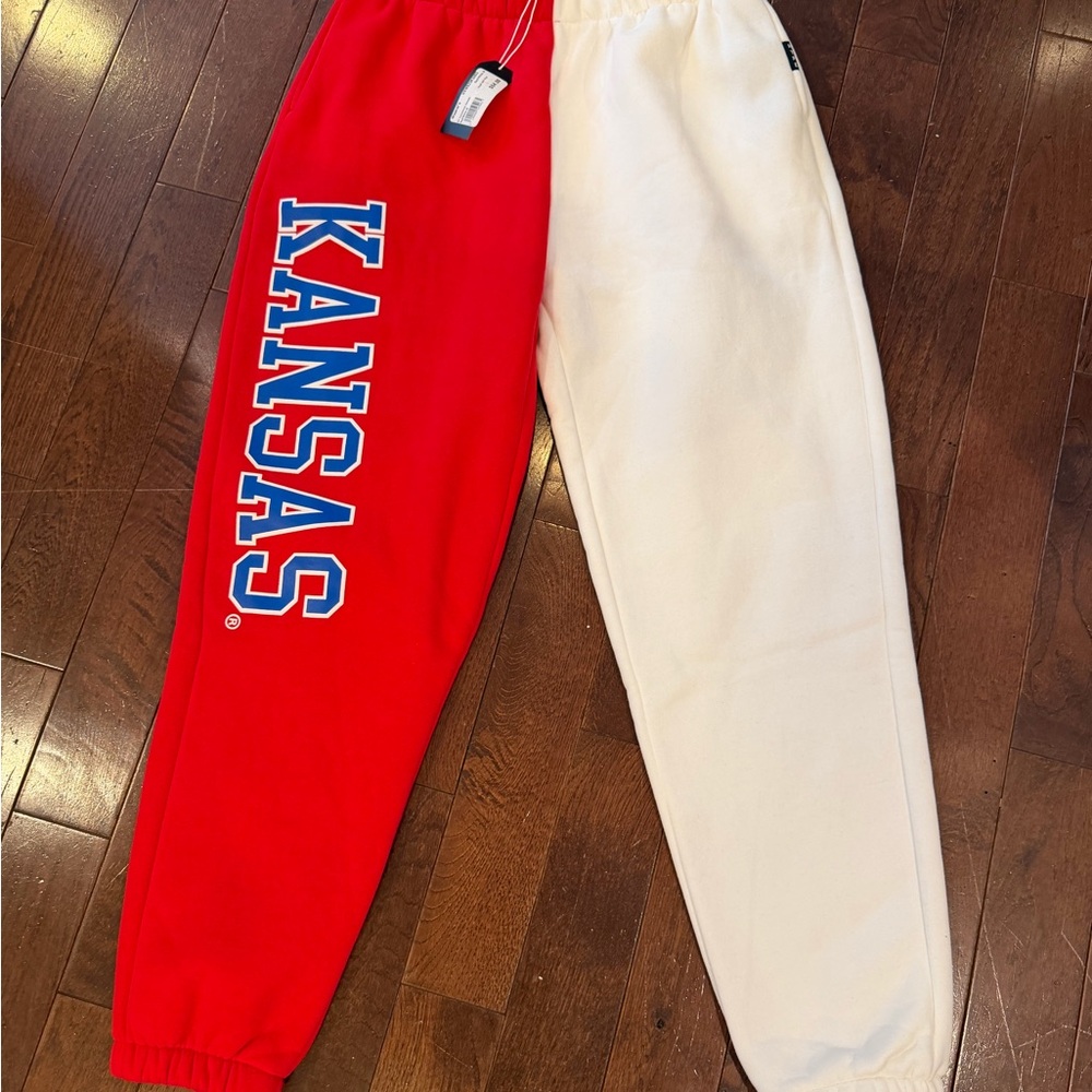 Kansas Two-Tone Red and White Adult Medium Sweatpants